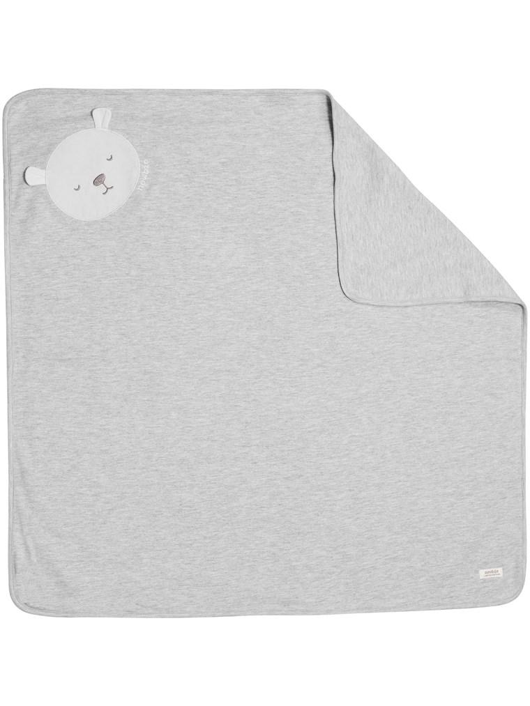 newbie baby Blanket with bear face grey