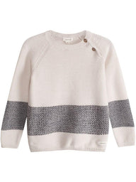 newbie kids Jumper buttons stripe print off white organic cotton