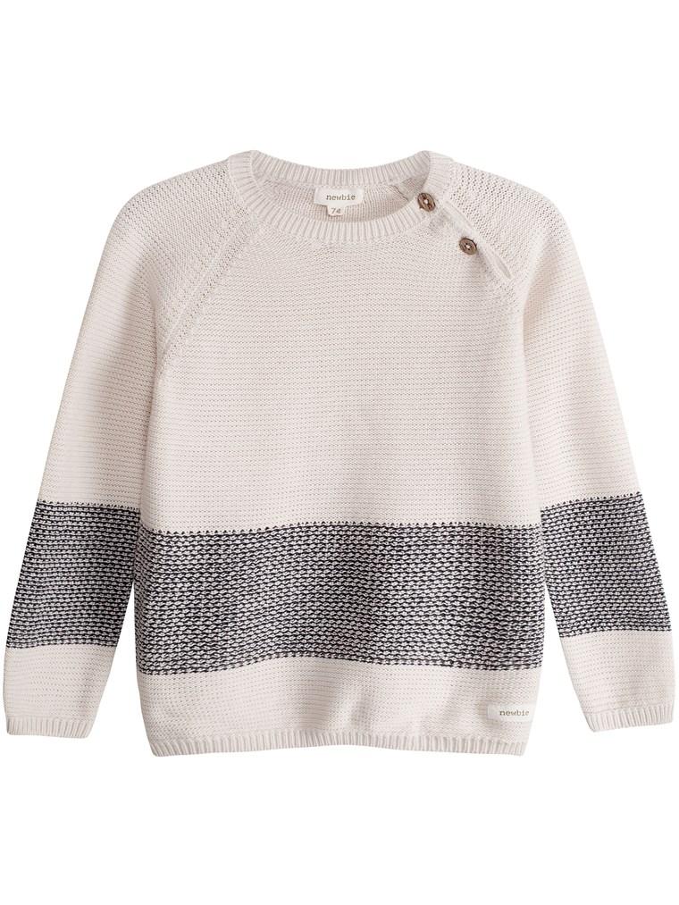 newbie kids Jumper buttons stripe print off white organic cotton