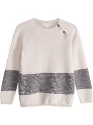newbie kids Jumper buttons stripe print off white organic cotton
