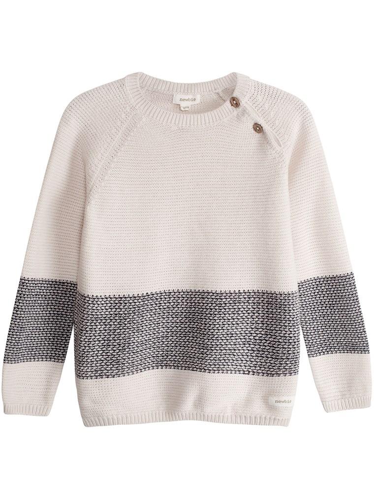 newbie kids Jumper buttons stripe print off white organic cotton