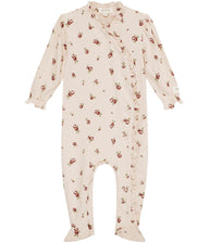 Sleepsuit with ruffles and floral print