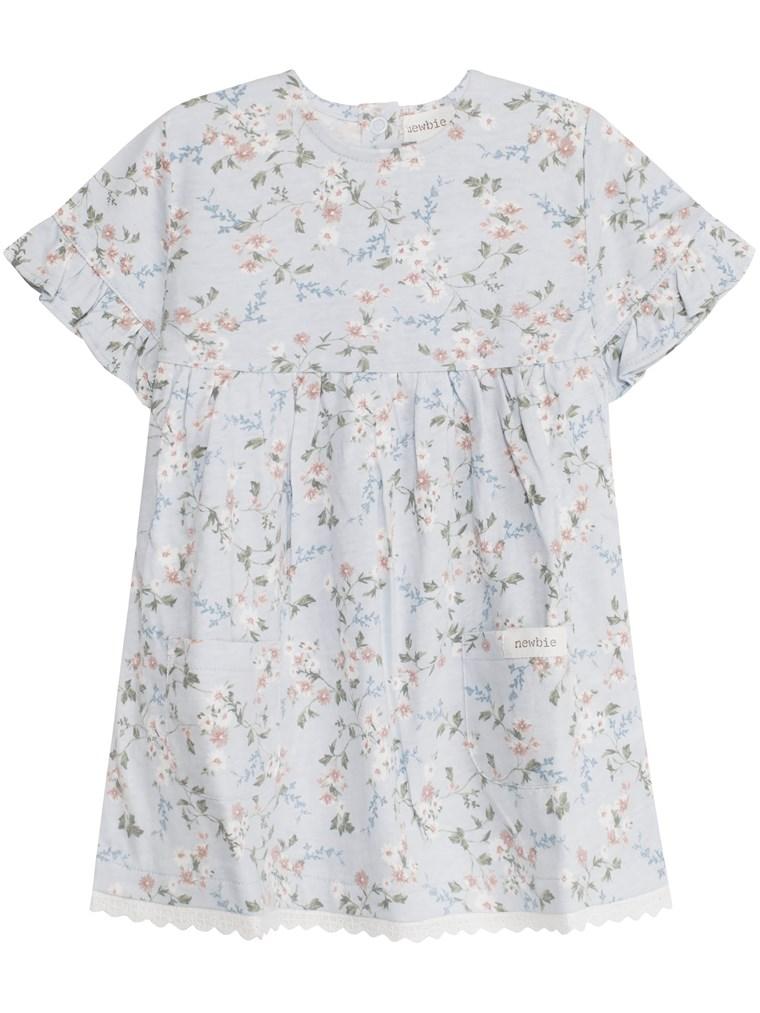 newbie kids summer Dress floral print organic cotton blue