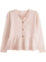 newbie kids cardigan pink pattern organic cotton