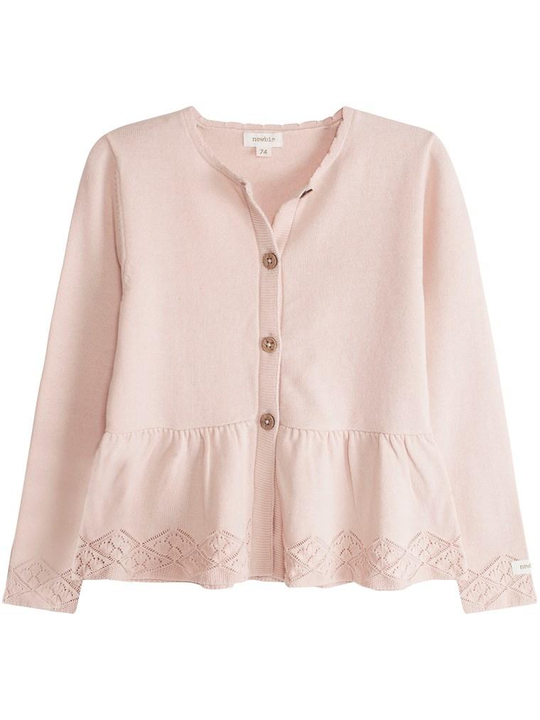 newbie kids cardigan pink pattern organic cotton