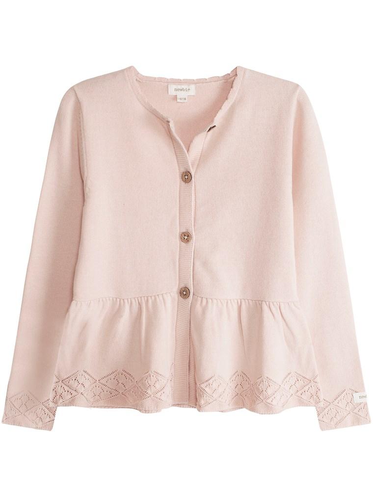 newbie kids cardigan pink pattern organic cotton