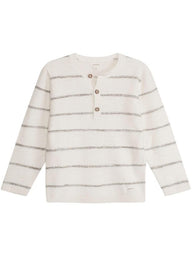 newbie kids Jumper stripe print pink organic cotton buttons white