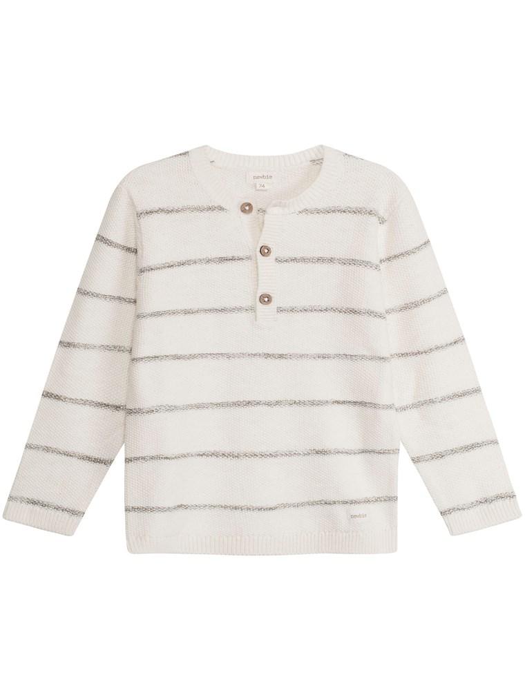 newbie kids Jumper stripe print pink organic cotton buttons white