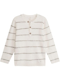 newbie kids Jumper stripe print pink organic cotton buttons white