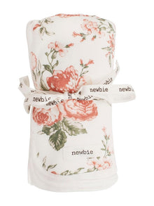 Baby blanket with rose print