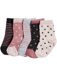 Baby socks with stripes and dots