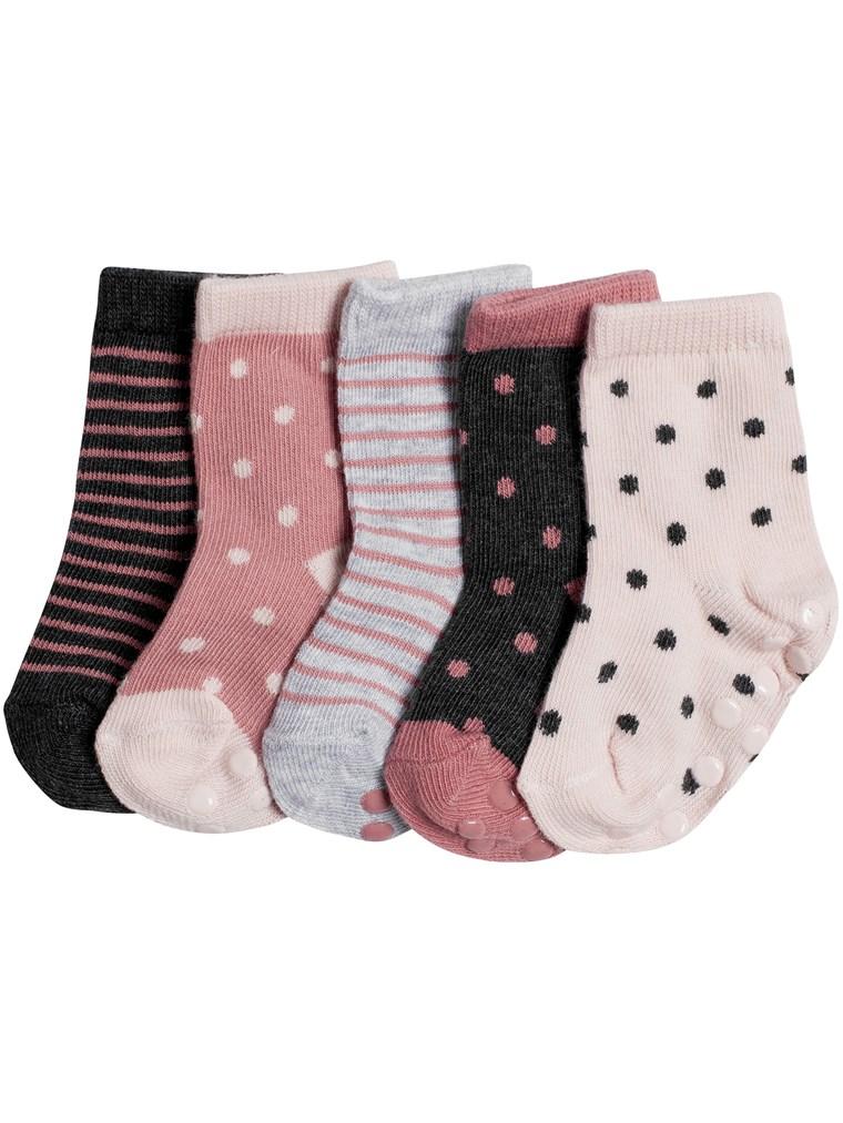 Baby socks with stripes and dots