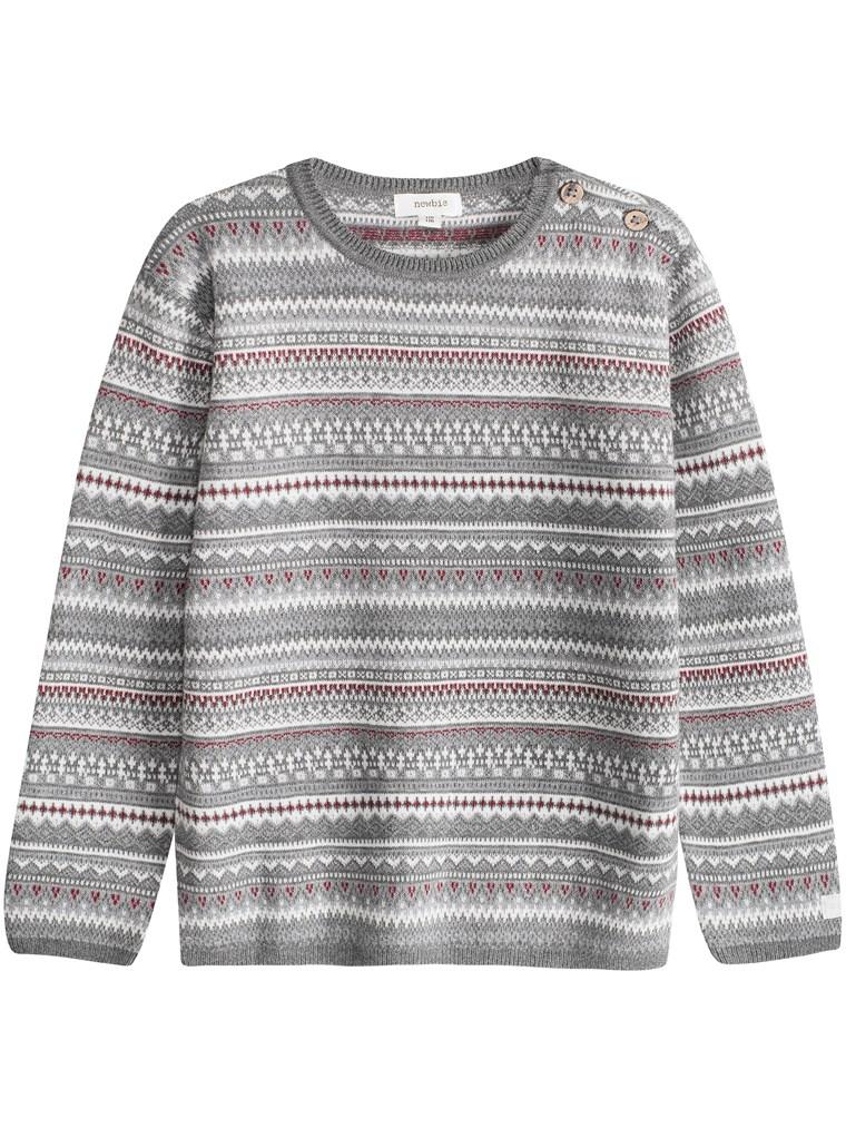 newbie kids Jumper with blended stripe print organic cotton grey 