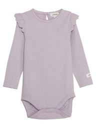 newbie baby Body with ruffles white organic cotton lilac 
