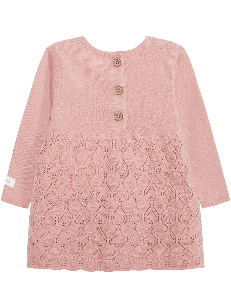 newbie kids Knitted pattern detail dress organic cotton pink