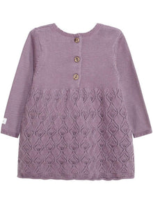 newbie kids Knitted pattern detail dress organic cotton lilac