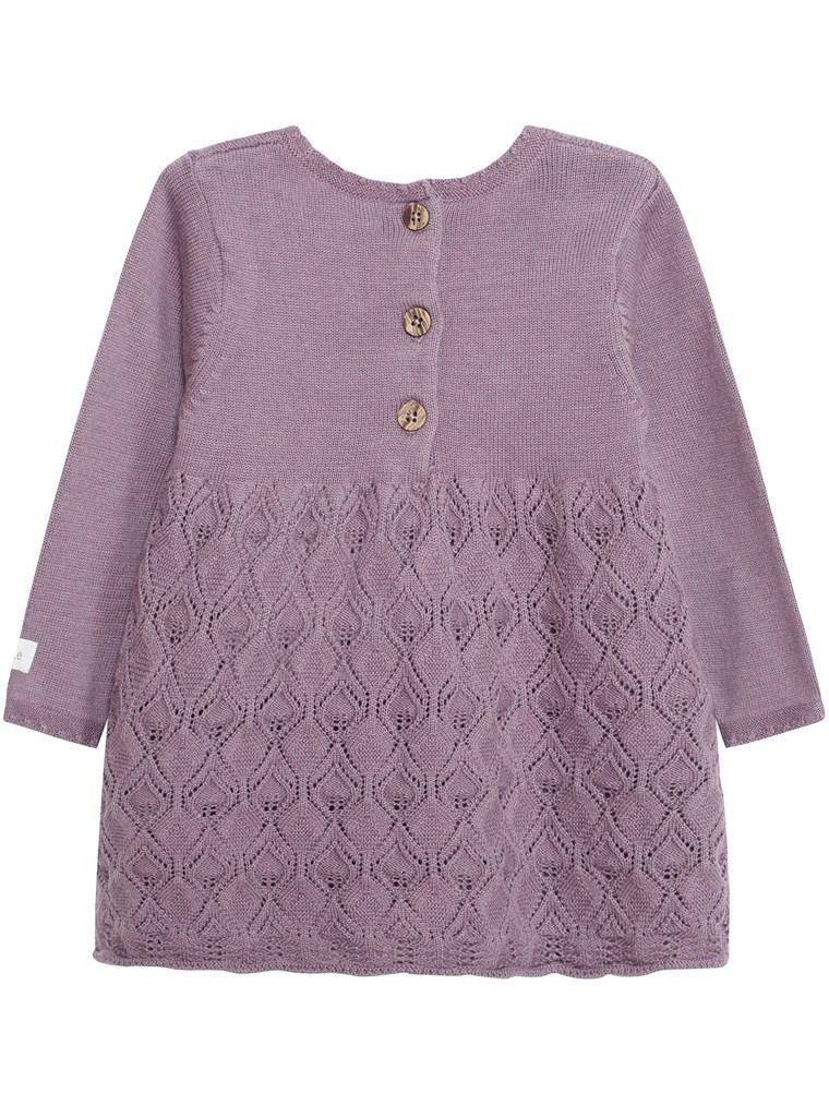 newbie kids Knitted pattern detail dress organic cotton lilac