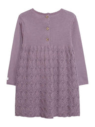 newbie kids Knitted pattern detail dress organic cotton lilac