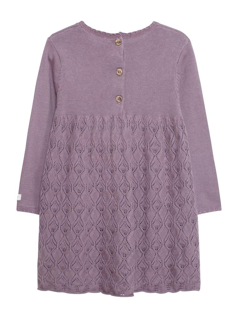 newbie kids Knitted pattern detail dress organic cotton lilac