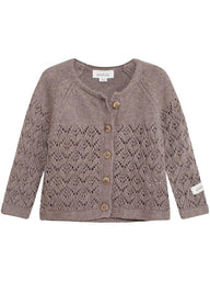 newbie kids Cardigan pattern brown knit organic cotton