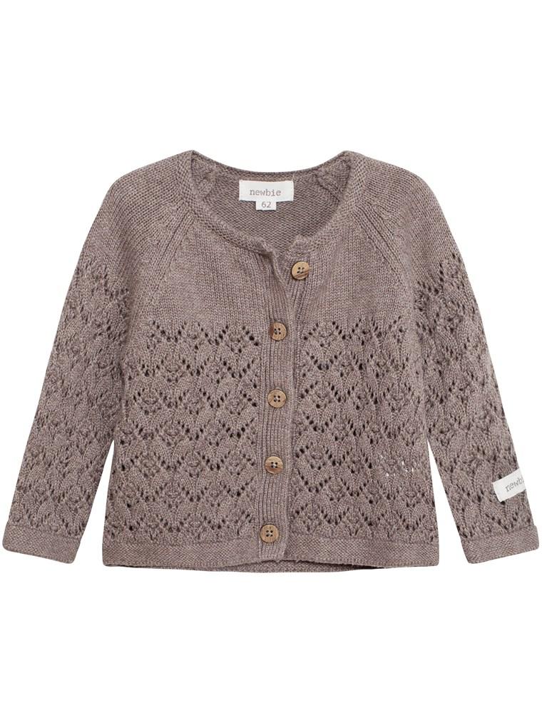 newbie kids Cardigan pattern brown knit organic cotton
