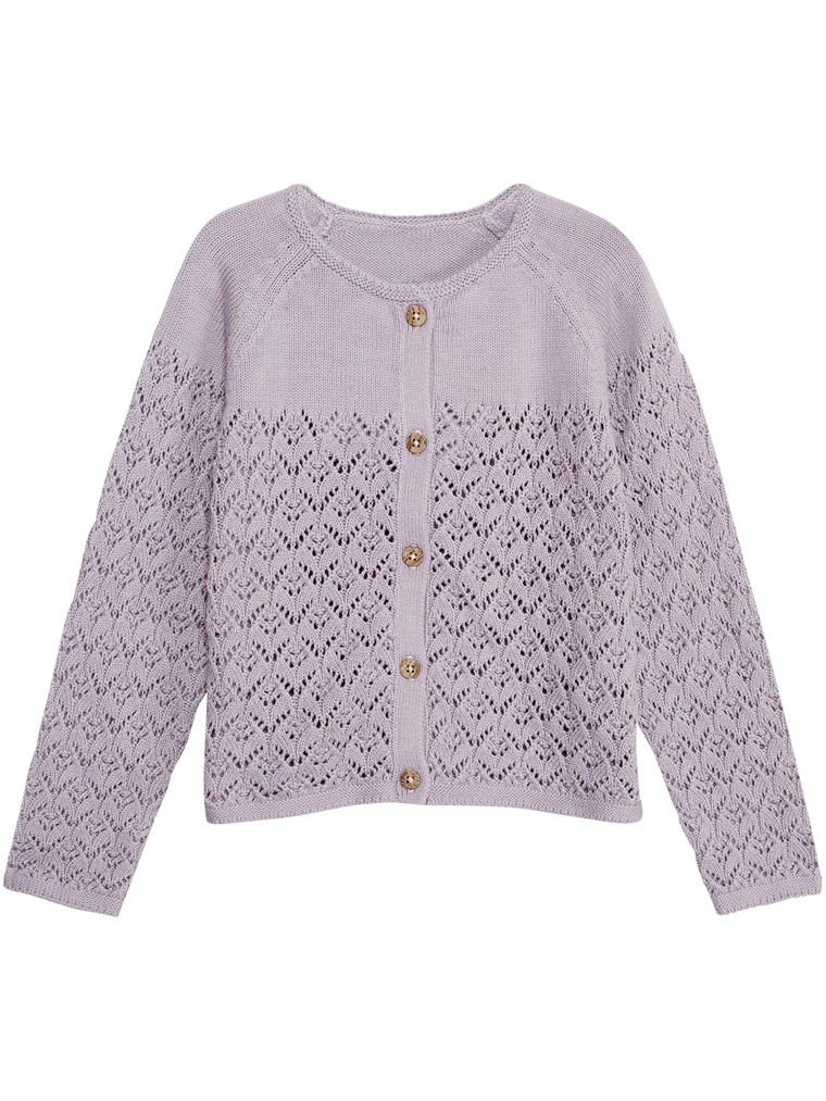 newbie kids Cardigan pattern lilac organic cotton