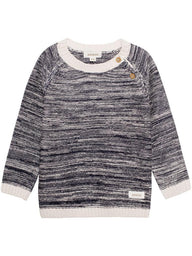 newbie kids Jumper buttons blended stripe print organic cotton grey 