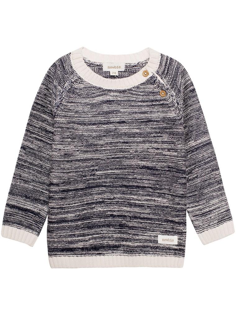 newbie kids Jumper buttons blended stripe print organic cotton grey 