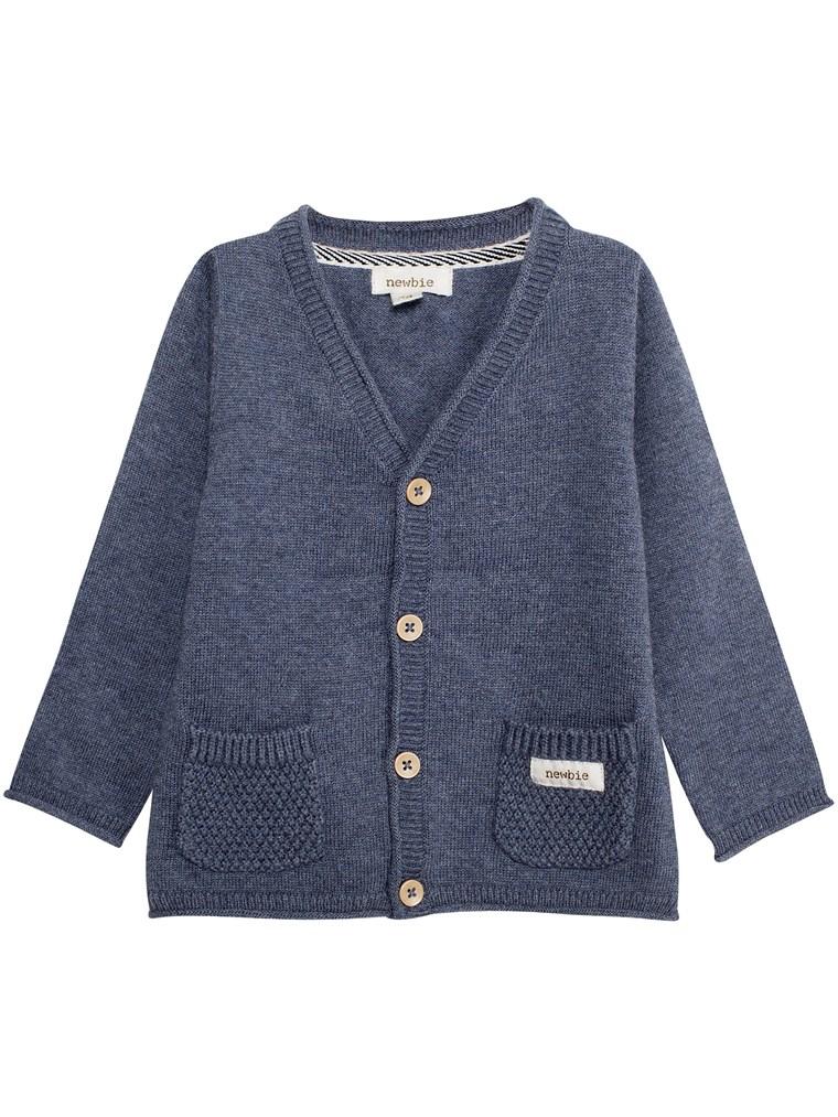 newbie kids Cardigan pockets blue organic cotton