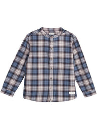 Baby shirt with blue tartan print