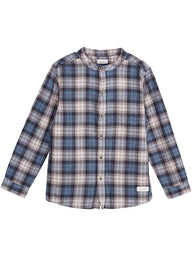 Shirt with blue tartan print