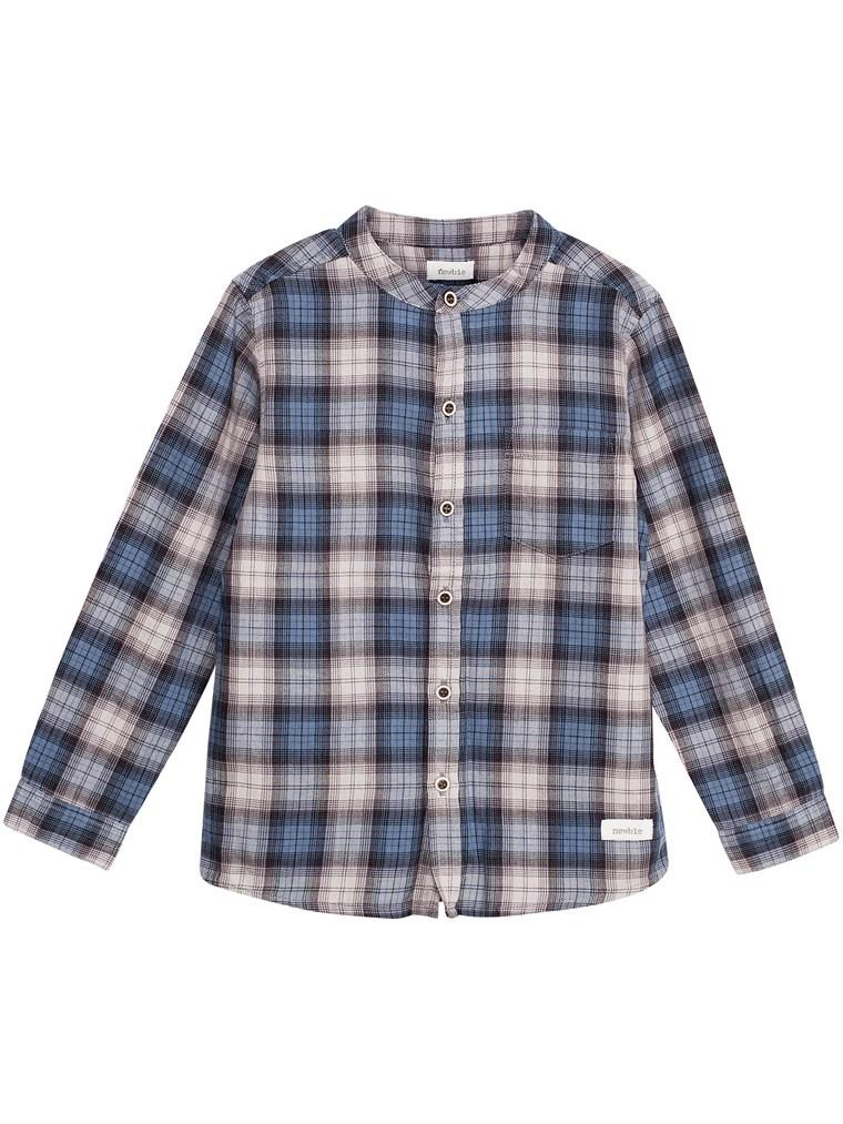 Shirt with blue tartan print