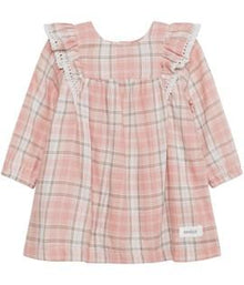 Baby dress with pink tartan print
