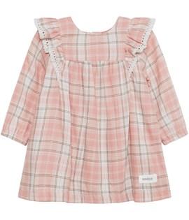 Baby dress with pink tartan print