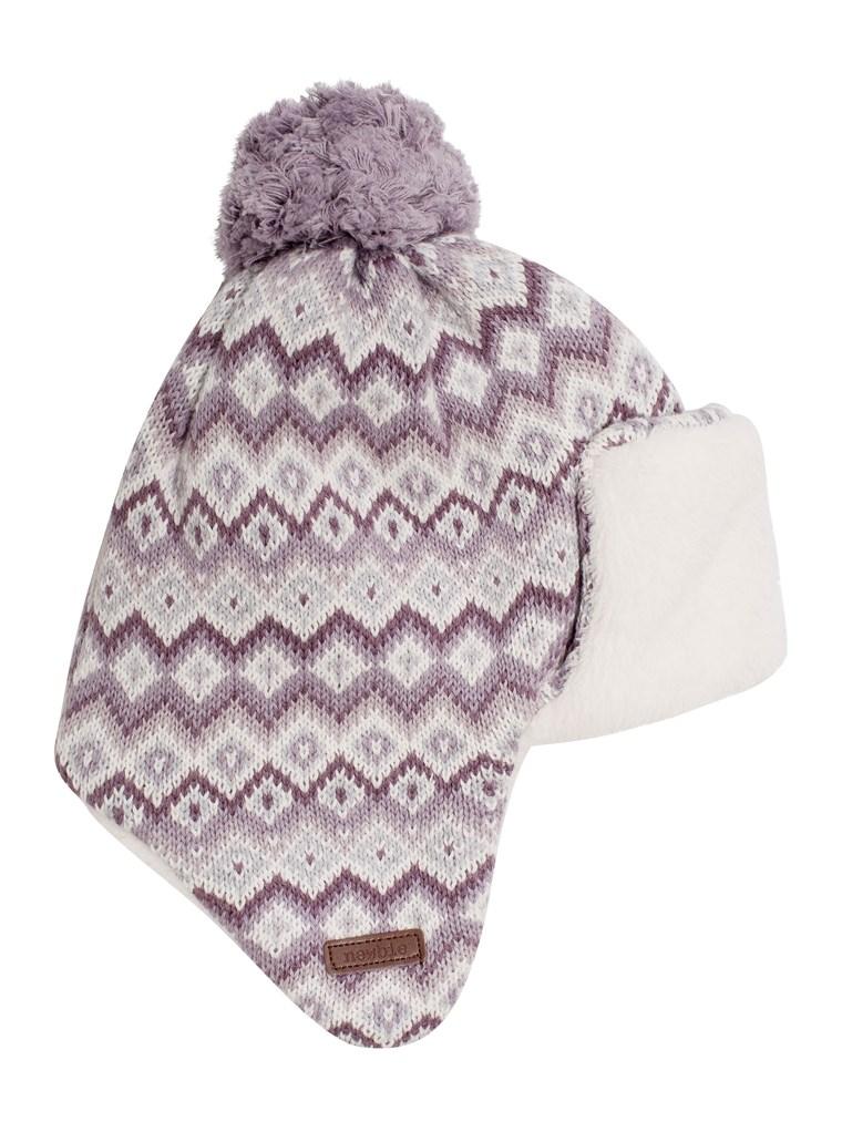 newbie baby hat jaquard print pompom  organic cotton 