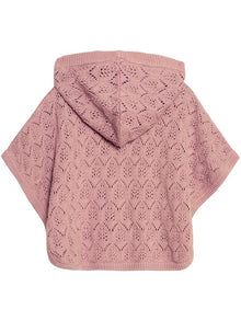 newbie kids Hooded poncho pink organic cotton lace