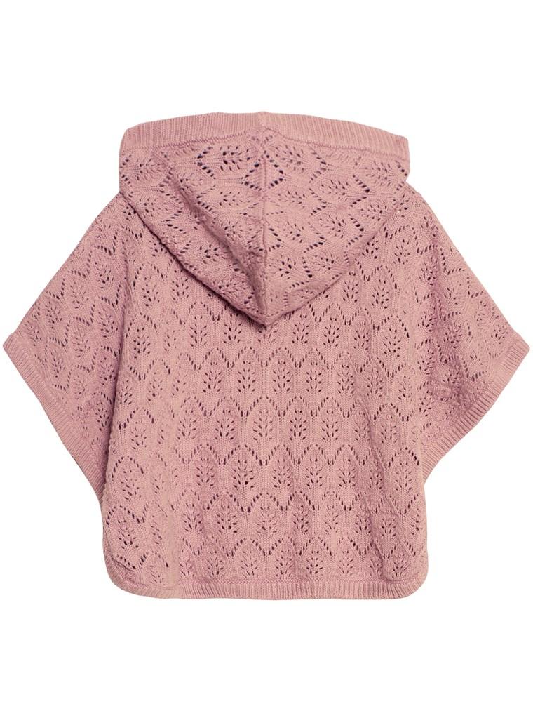 newbie kids Hooded poncho pink organic cotton lace