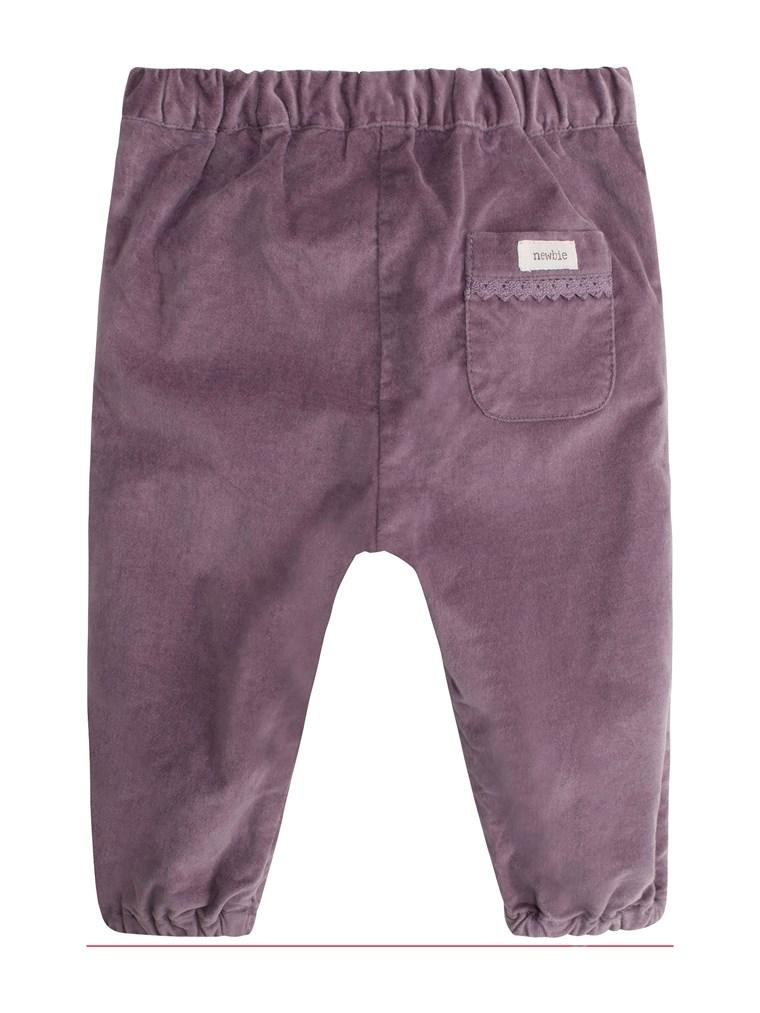 Velvet baby trousers with pocket