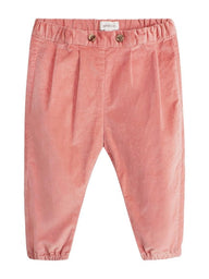 Velvet baby trousers with pocket