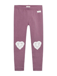 newbie kids Leggings heart embroidery organic cotton lilac