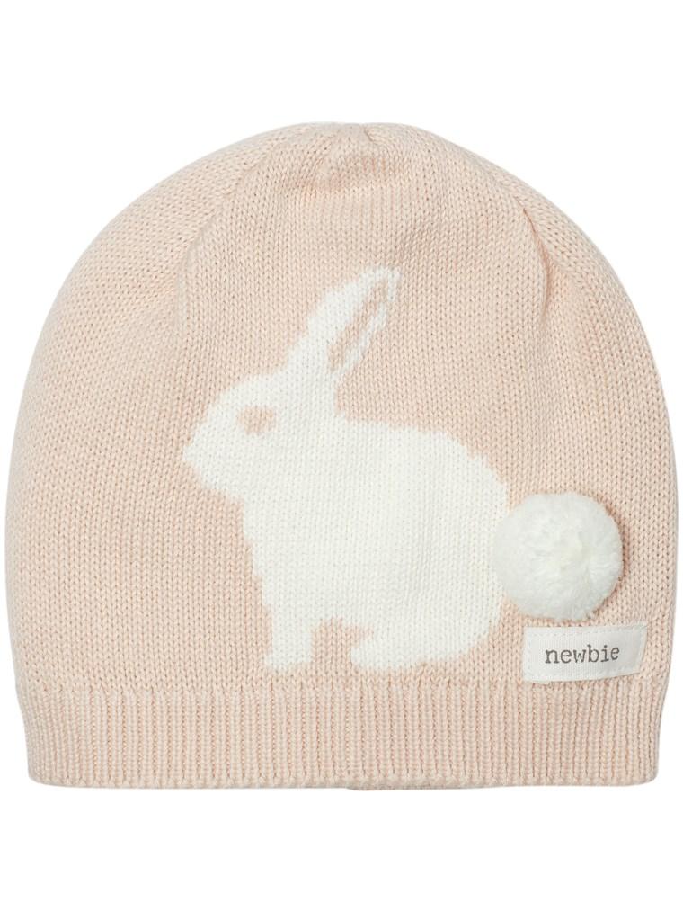 newbie baby hat bunny organic cotton pink