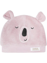 newbie baby Hat with bear ears pink organic cotton