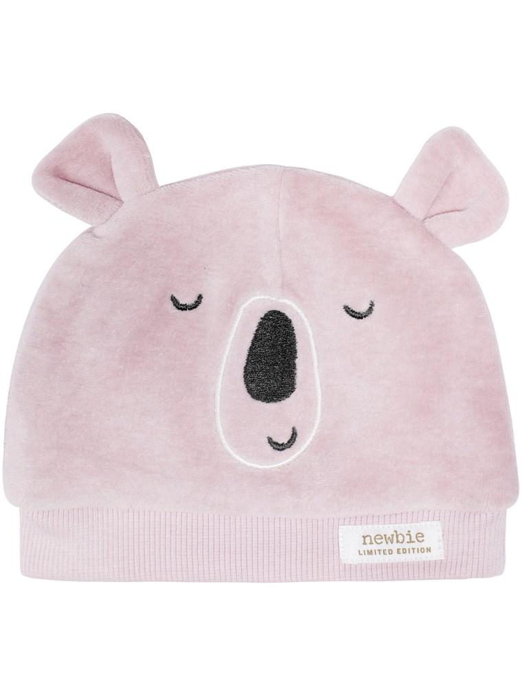 newbie baby Hat with bear ears pink organic cotton
