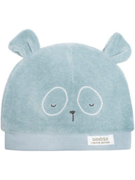 newbie baby Hat with bear ears blue organic cotton