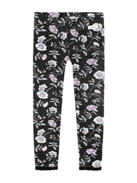 Leggings floral print newbie kids grey organic cotton