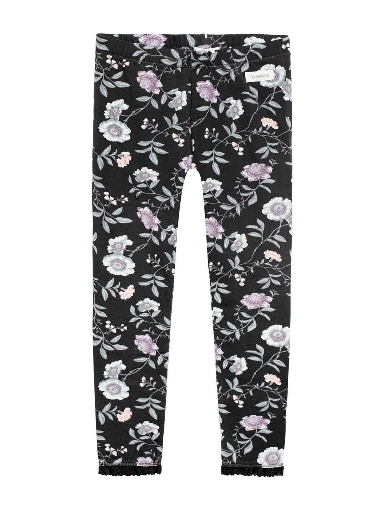 Leggings floral print newbie kids grey organic cotton