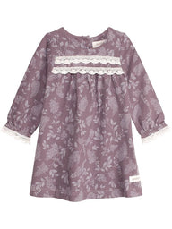 Purple floral dress with lace detailing