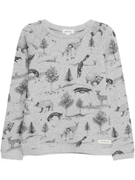 newbie kids Jumper with forest animals print grey organic cotton