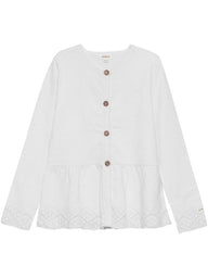 newbie kids cardigan fine knit buttons white pattern organic cotton