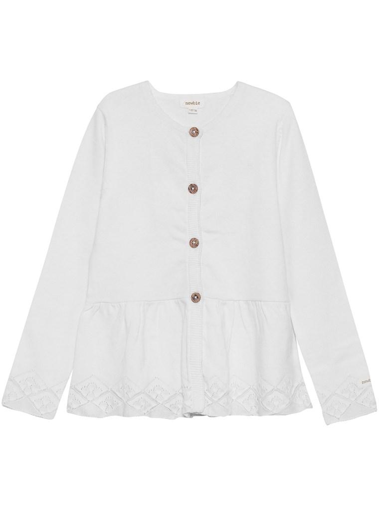 newbie kids cardigan fine knit buttons white pattern organic cotton
